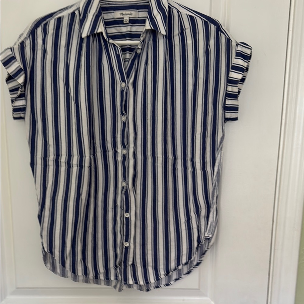 Madewell Navy and White Striped Shirt